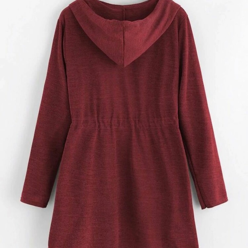 Drawstring Cardigan with Hood - Picture 2 of 2